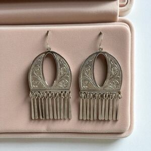 Sterling Silver Filigree Gypsy Dangle Fringe Earrings Boho NWOT